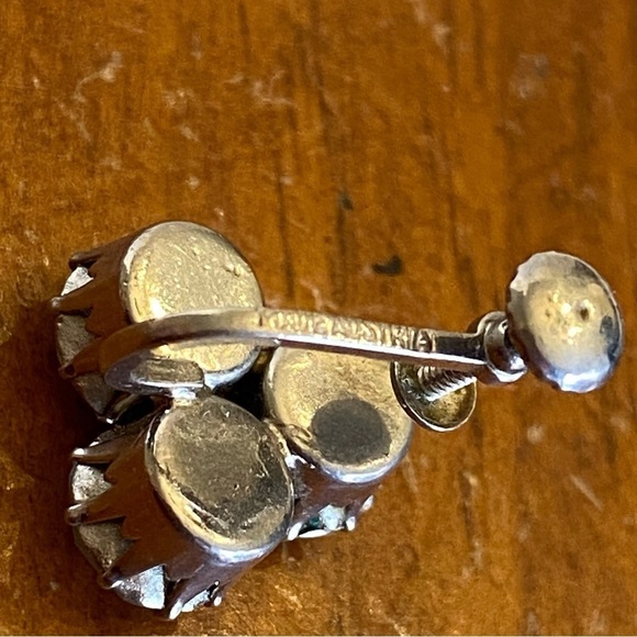 Clear Crystal Screw Back Vintage Silver Tone Earrings Made In Austria - Picture 4 of 15